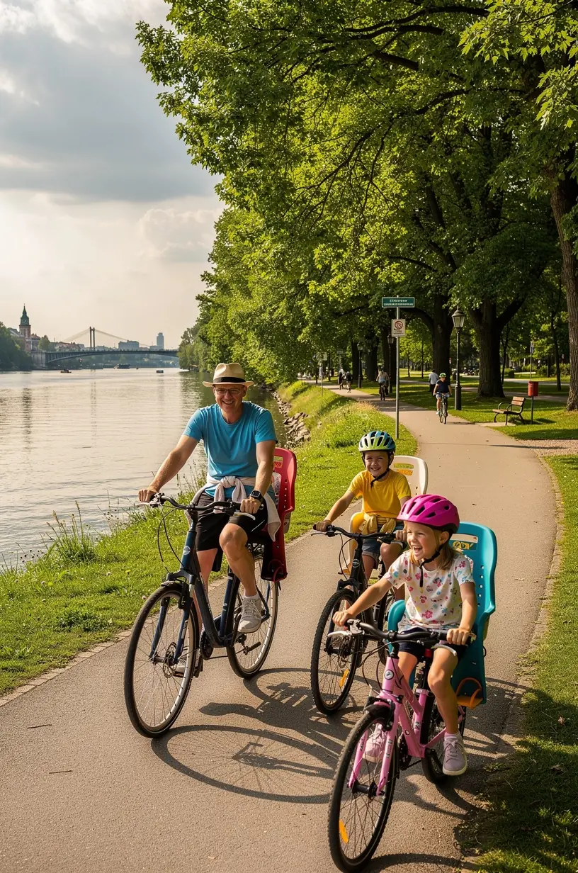 Familie reist entspannt mit leichtem Gepäck und nutzt praktische Tagespläne für kurze Transfers und kindgerechte Stopps.
